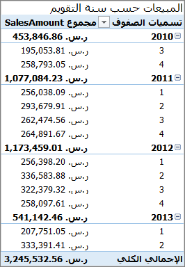 نموذج PivotTable