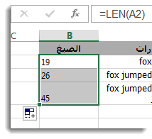 إدخال دالات LEN متعددة في ورقة عمل