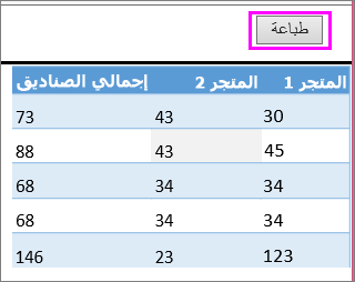 معاينة قبل الطباعة للجدول