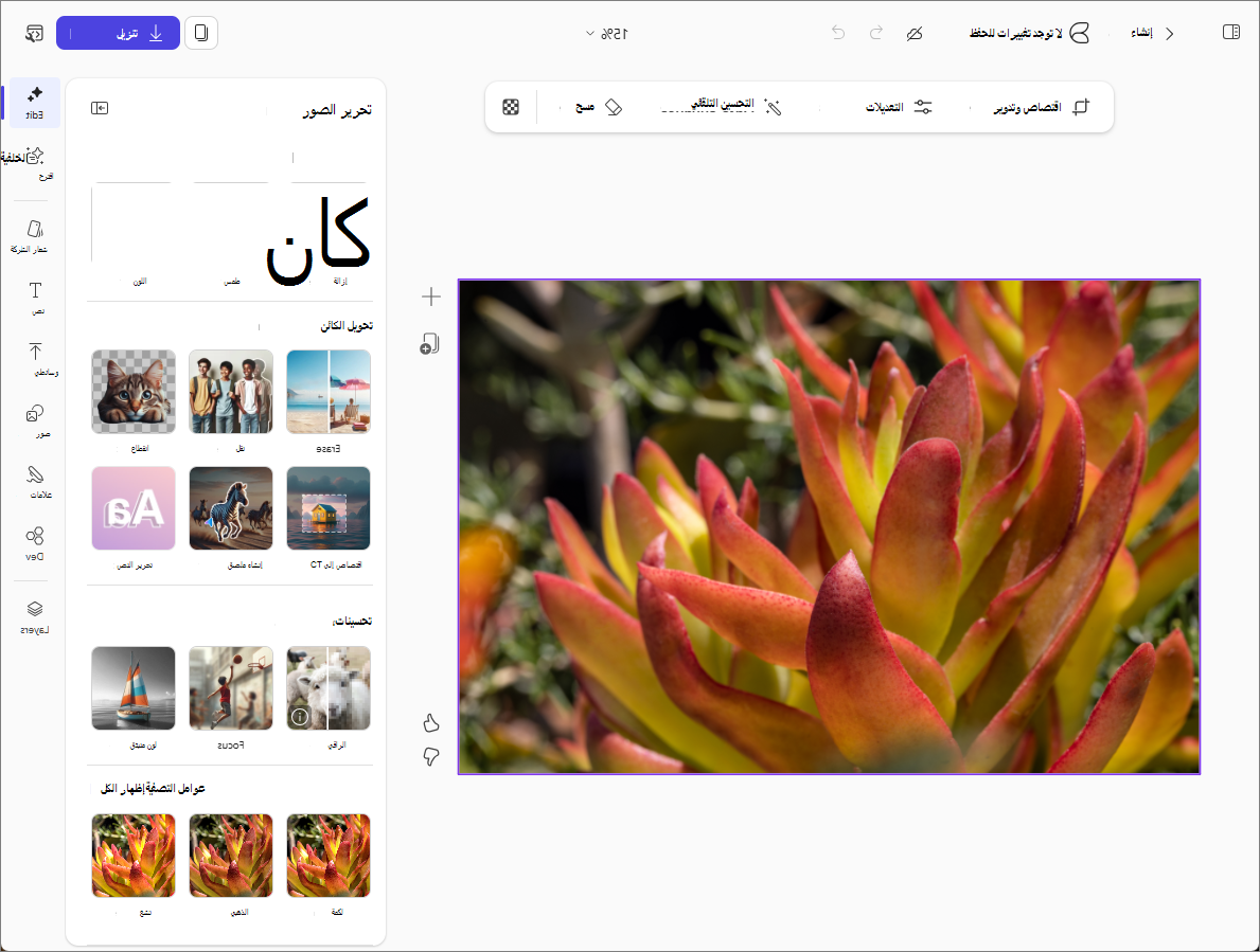 تحرير خيار صورة في Copilot إنشاء