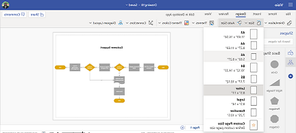 اختيار حجم صفحة في Visio