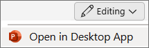 عنصر قائمة تطبيق PowerPoint Open Desktop
