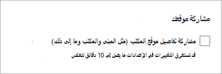 لقطة شاشة تعرض موقع مشاركة المكتب غير محدد