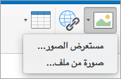 عرض إدراج خيارات الصورة للتوقيع