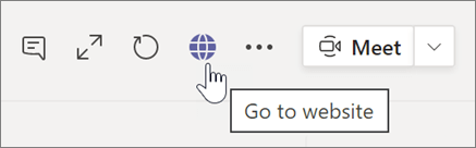لقطة شاشة للمؤشر يشير إلى أيقونة الكرة الأرضية ونص تلميح الأدوات الانتقال إلى موقع الويب