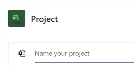 لقطة شاشة لمربع حوار Project في Teams، مع تسمية مشروع جديد