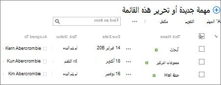 قائمة على صفحة