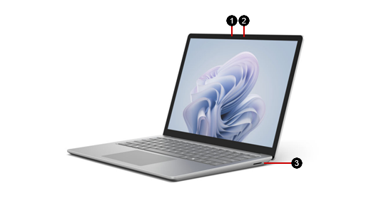 جهاز Surface Laptop 6 للأعمال مع تحديد ميزات الأجهزة.