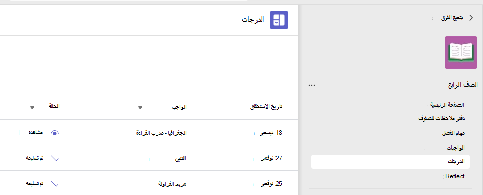 درجات الطلاب