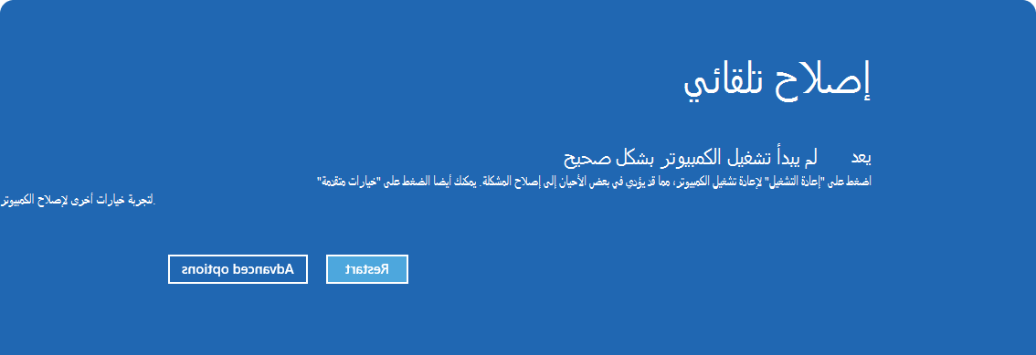 لقطة شاشة لخيار الإصلاح التلقائي.