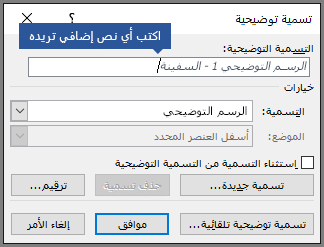 اكتب أي نص مخصص اختياري للتسميات التوضيحية الخاصة بك في حقل التسمية.