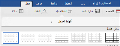 أنماط الجدول