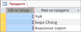 Екранен фрагмент от таблица 