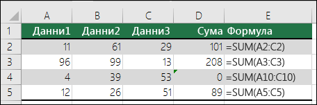 Excel показва съобщение за грешка, когато дадена формула не съответства на схемата на съседните формули