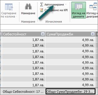 AutoSum button in Power Pivot