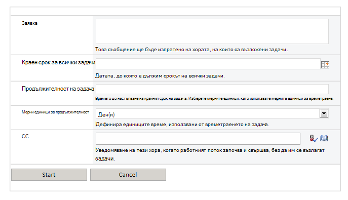 Изображение на екрана на работен поток