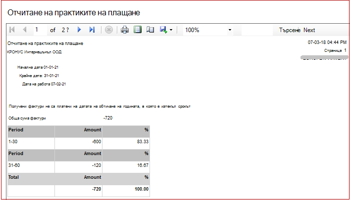 Обобщение на отчитането на практиките за плащане