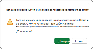 Това ще изчисти хронологията на промените в екрана 