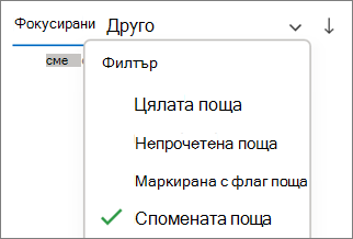 Филтриране на споменатата поща в Outlook за Windows