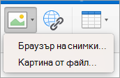 Показване на опциите за вмъкване на изображение за подпис