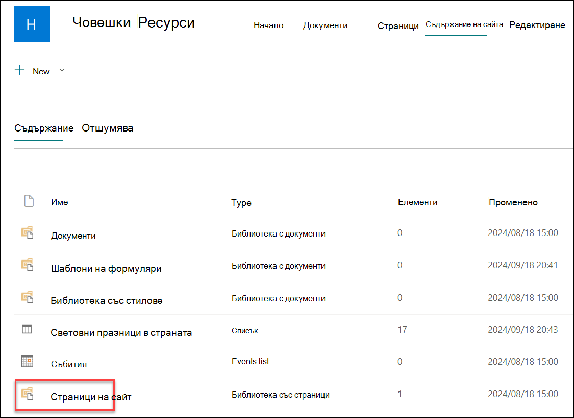 Екранна снимка на страници на сайт