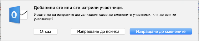Вие сте добавили или изтрили участници.