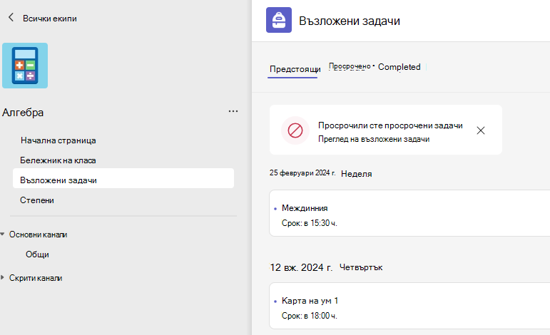 възлагане; възложена задача