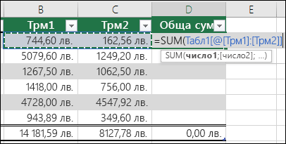 Добавяне на отделна формула в клетка на таблицата, която ще извърши автодовършване, за да се създаде изчисляема колона