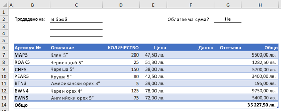 Примерен формуляр за поръчка без потребителска функция