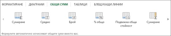 Галерия с инструменти за сумиране за бърз анализ