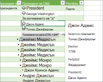 Преглед на данните в изглед на карта