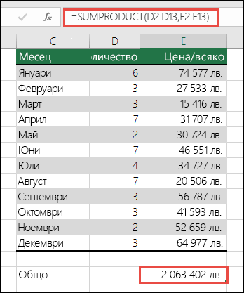 Екранна снимка, която показва разрешаването на #VALUE! в данните, за да разрешите грешката в SUMPRODUCT.