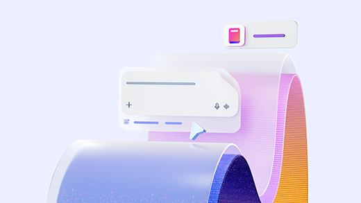 3D илюстрация на плаващи елементи на полето за чат с потребителски интерфейс, включително лента за търсене с икони, предлагащи взаимодействие или навигация