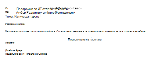 Примерно фишинг съобщение