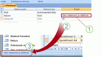 Šířené nastavení vlastnosti Popis zobrazené na stavovém řádku.