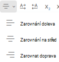 Nabídka Zarovnat v Outlook na webu.