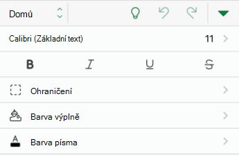 Možnosti formátování písma v Excelu pro iOS