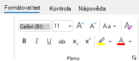 Skupina Formátování textu v Outlooku