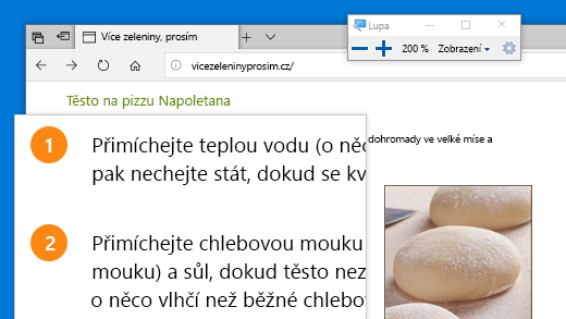 Rychle otevřete Lupu stisknutím klávesy s logem Windows + znaménka PLUS (+).