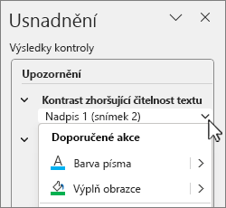 Dialogové okno doporučené akce