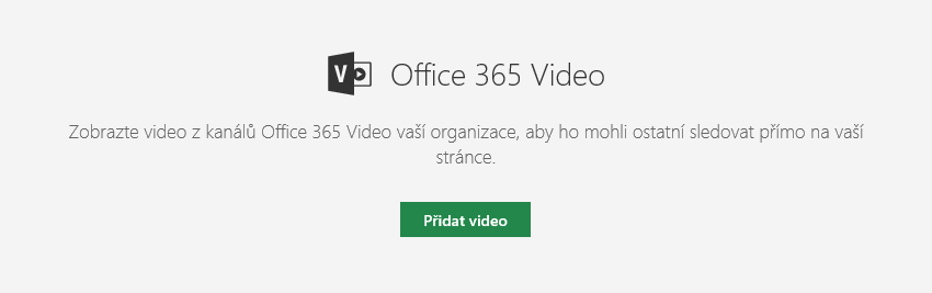 Snímek obrazovky s dialogem přidání videa Office 365 na SharePointu