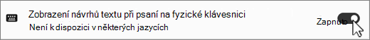 Snímek obrazovky s textem pro fekální klávesnici pro Win11