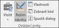 Režim návrhu na pásu karet
