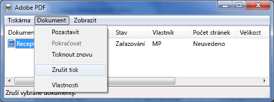 V nabídce Dokument klikněte na Storno.