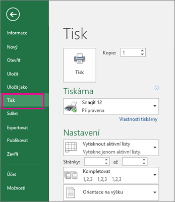 Kliknutím na Tisk ze souboru > zobrazíte náhled listu.