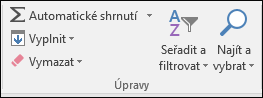 Tlačítko Najít & Vybrat na pásu karet
