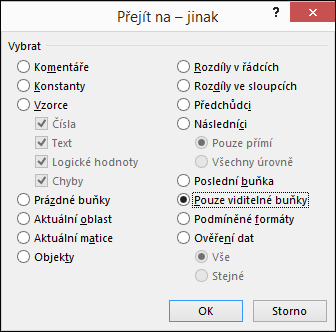 Dialog Přejít na – jinak