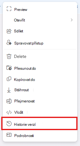Možnost historie verzí Excelu