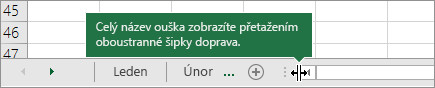 Přetažením oboustranné šipky doprava zobrazte jednu nebo více karet