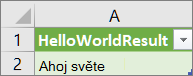 Výsledky HelloWorld v listu